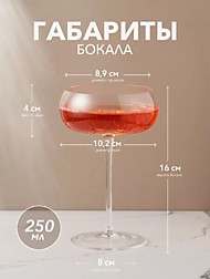 Бокалы для шампанского и  мартини,2 штуки,стекло,250 мл